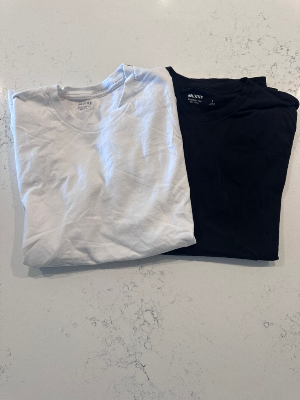 Hollister Men's Shrunken Tee Crew Neck - White & Black